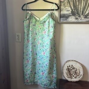 Vintage Lauren Ralph Lauren Mint Green Floral Print Slip Dress Size 8